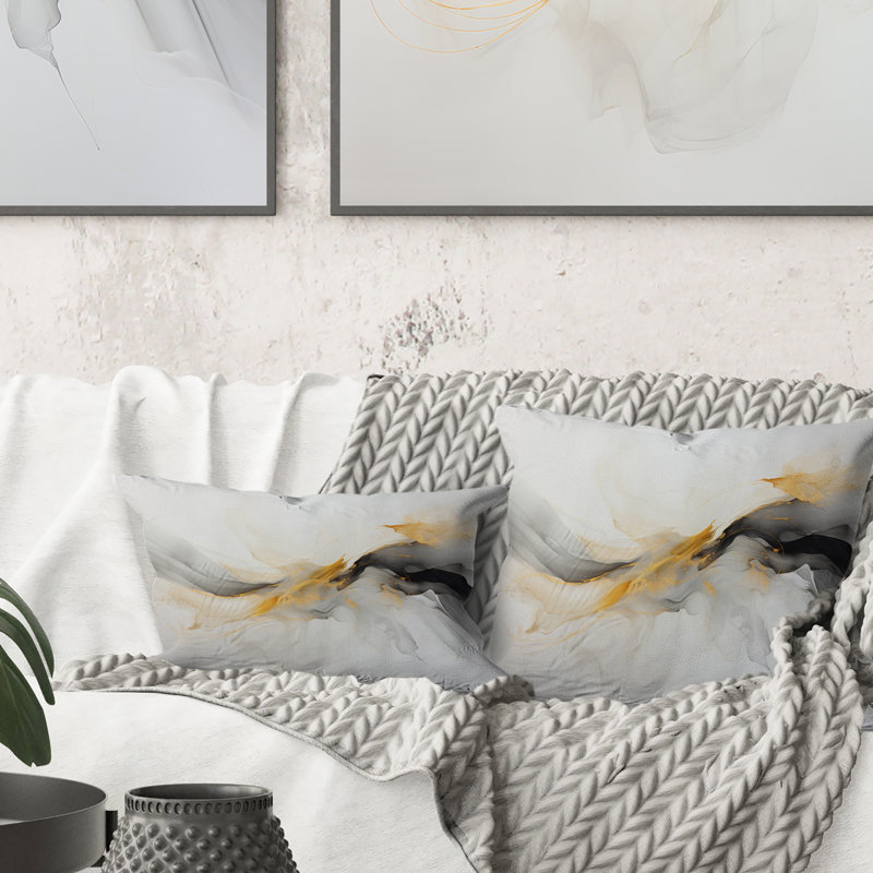 Coussin décoratif jaune avec minimalisme Tranquil Abstraction - jaune
