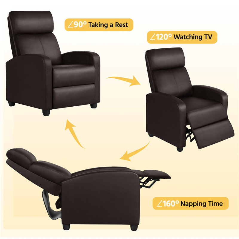 Mcghee 27" Wide Recliners, Brown Faux Leather