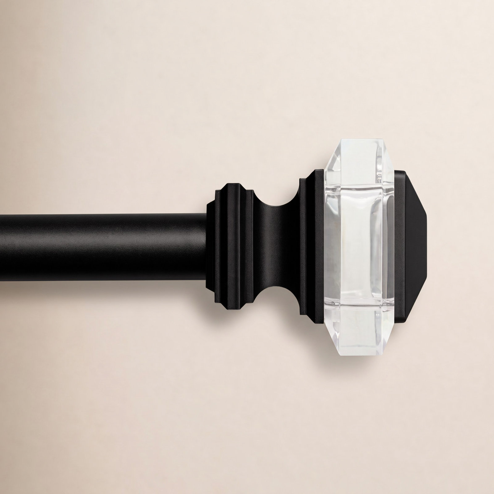 Illinois Single Curtain Rod, 36" - 72" W, Matte Black