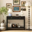 Console étroite en bois avec tiroirs et tablette de rangement, parfaite pour le vestibule, le couloir et le décor de salon en noir