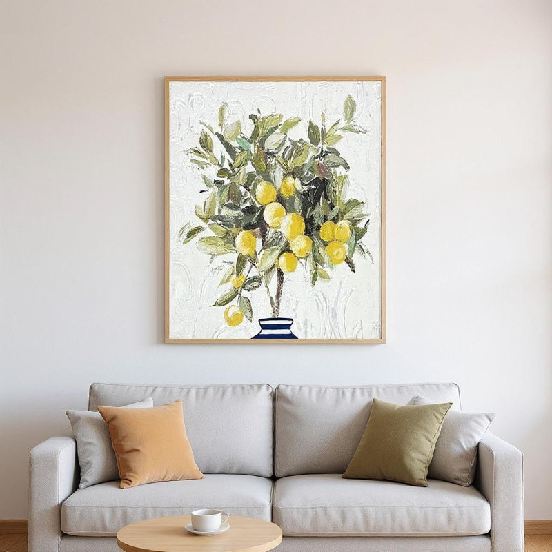 Ensemble de deux citronniers, art mural encadré brun