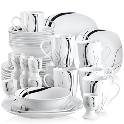 40 Piece Porcelain China Dinnerware Set - Service for 8