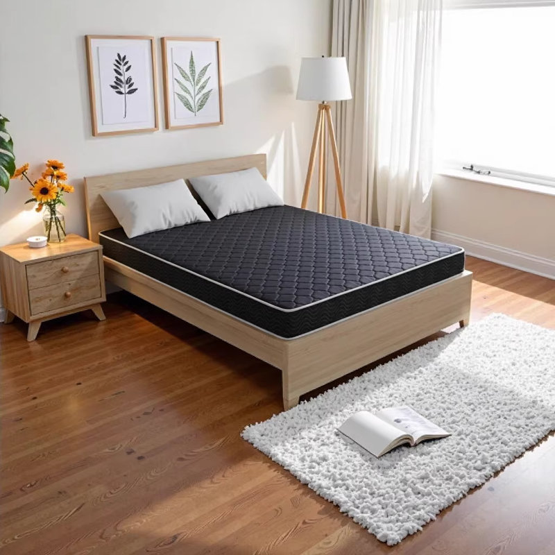 6-Inch Twin Size Waterproof High-Density Foam Mattress with Navy Blue Diamond-Quilted Breathable Fabric, Twin