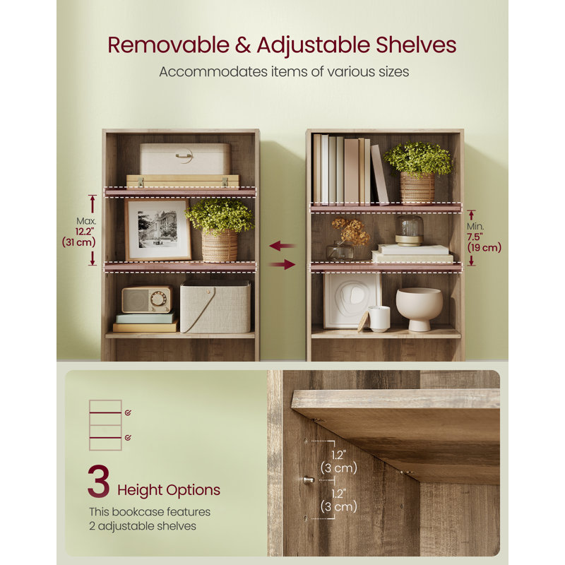 Bookshelf, 4-Tier Bookcase, Book Shelf, Open Storage Shelf, 9.4 X 23.6 X 42.4 Inches, For Living Room, Home Office, Dining Room