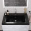 Meuble-lavabo mural moderne avec cuve en quartz noir-129599556