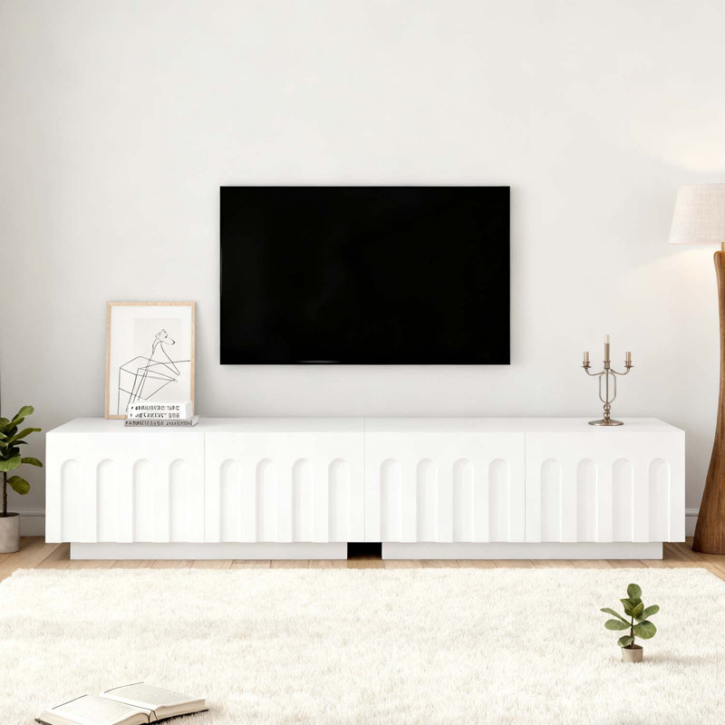 Console multifonctionnelle à 4 tiroirs, pour le salon, la chambre à coucher, Blanc