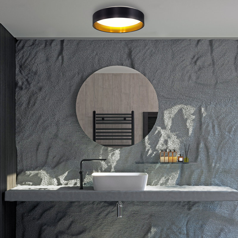 Newville LED Flush Mount, Black/Gold
