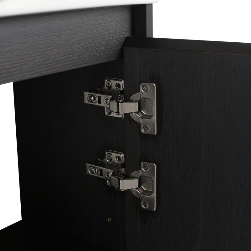 Meuble-lavabo autoportant de 30 po avec lavabo en céramique et porte à fermeture en douceur, emballage KD, Noir