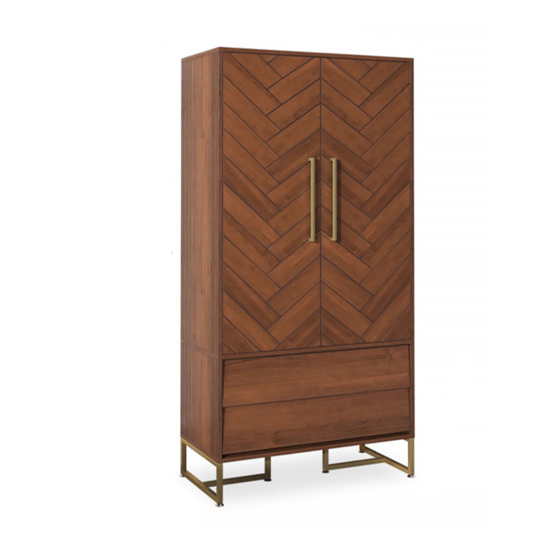 Armoire nordique en marqueterie de bois massif, H 71 po x l 39 po x P 20 po