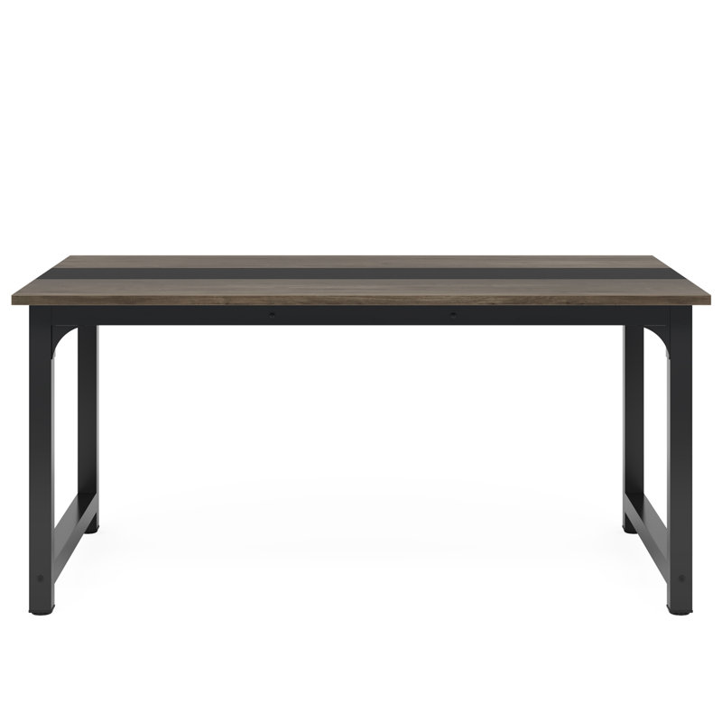 Grand bureau d'ordinateur 63 "moderne pour bureau à domicile, Gris/noir
