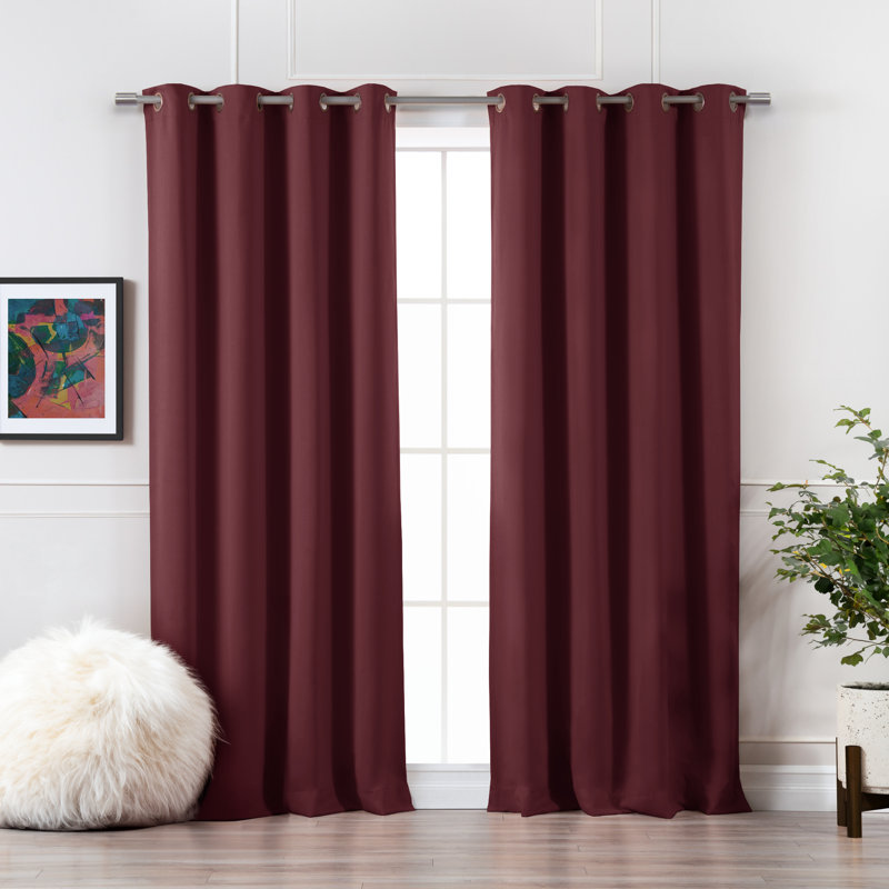 Adina Sevan Solid Thermal Grommet Curtain Panels, Mulberry, 52" W x 96" L