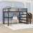 Metal Loft Bed With Built-In LED Lights, Charging Station, Desk And Storage Stairs-1215323820