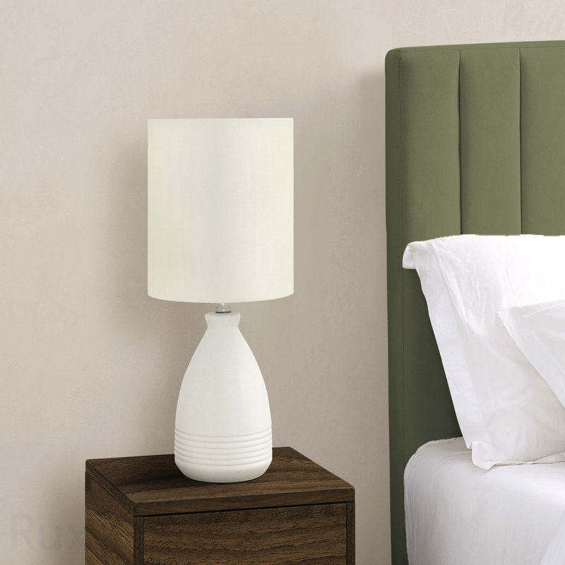 Table Lamp - 17"H, Cream Ceramic Material