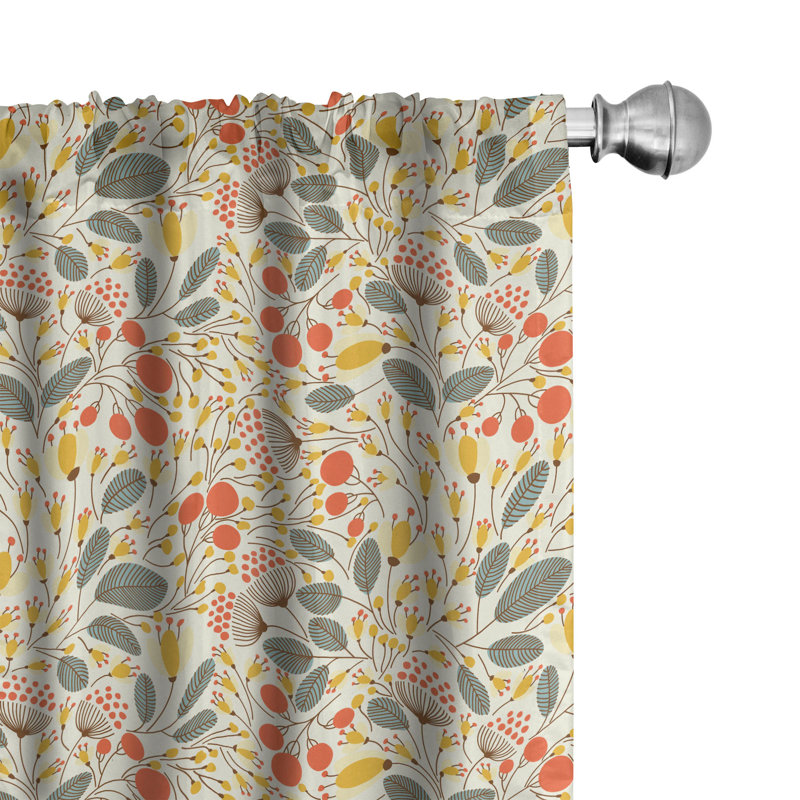Floral Semi-Sheer Rod Pocket Curtain Panels, 28" W x 95" L
