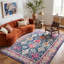 Tapis bleu marine à motif abstrait Kymiere-533200912