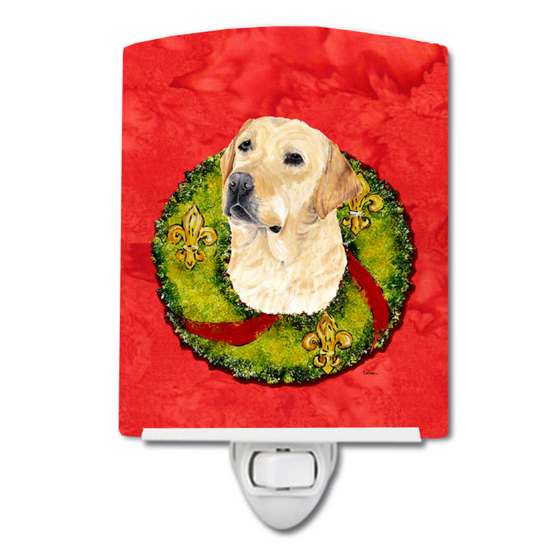Éclairage de noël en céramique de noël cairn terrier, Labrador beige