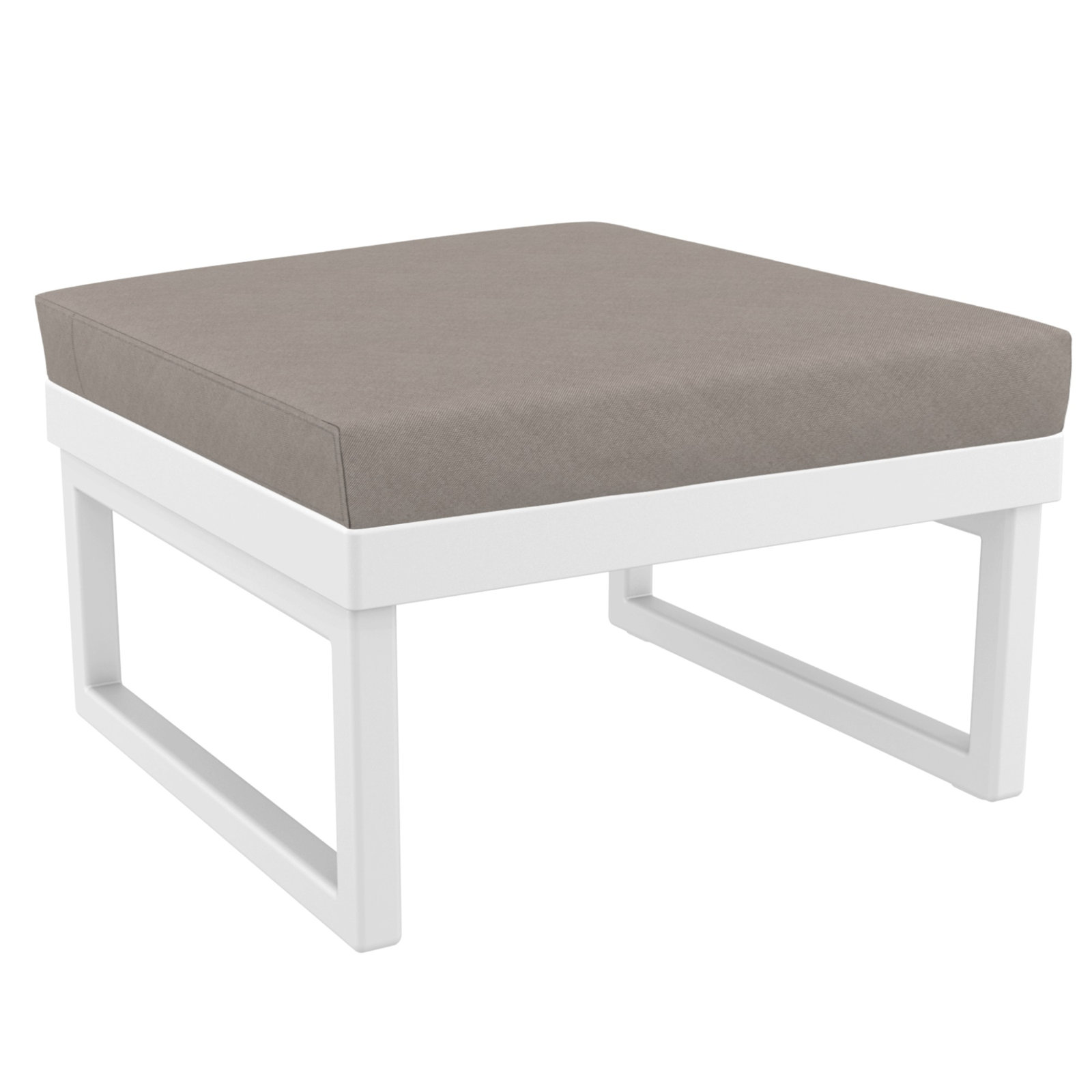 Lane Upholstered Outdoor Ottoman with Cushion, White, Taupe
