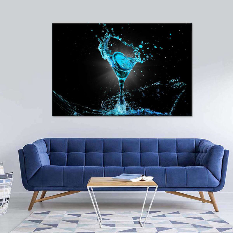 " Neon Blue Cocktail " by SodaPopArt, 48" H x 32" W x 1.25" D