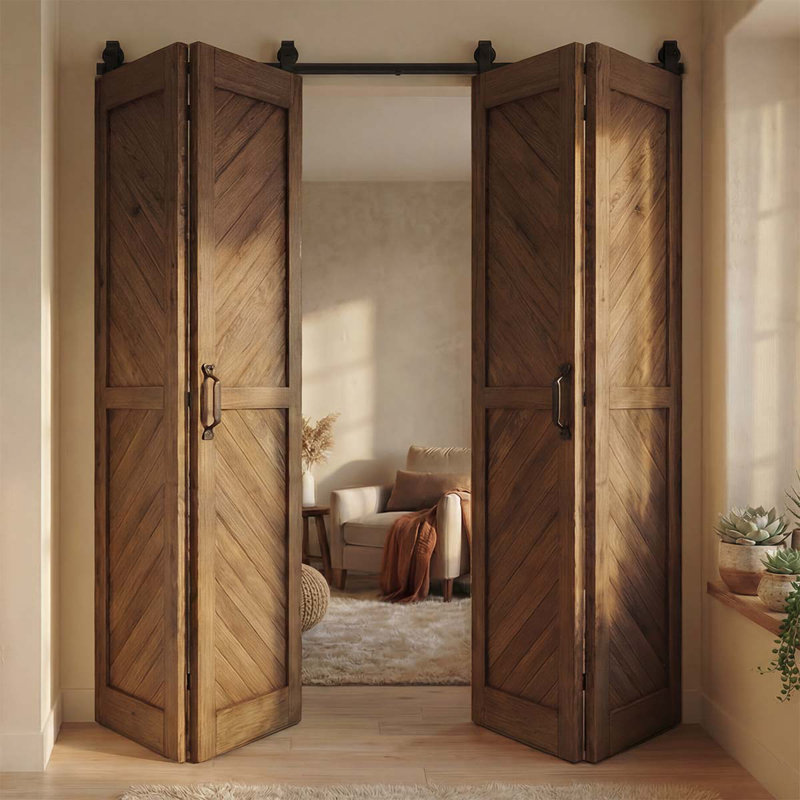 Solid Oak Barn Door, Brown Oil