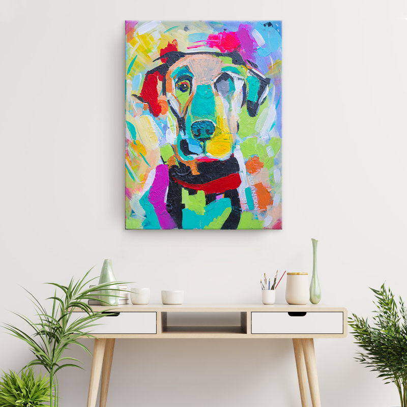 «Colorburst Pup» par Brandon Thomas, reproduction d'art sur toile tendue, H 16 po x l 12 po x P 1,5 po