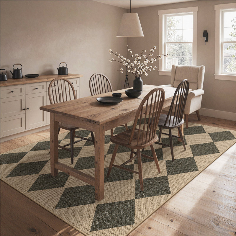 Tapis d'extérieur moderne géométrique Argyle, tapis lavable à la machine 8 x 10, Rectangulaire 8 pi x 10 pi