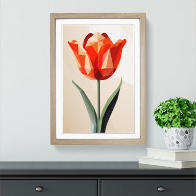 Tulip Flower Geometric No.2 - Single Picture Frame Print on Wood