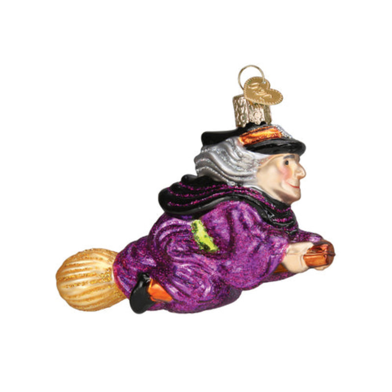 Old World Christmas Glass Blown Ornament for Tree, Witch On Broomstick