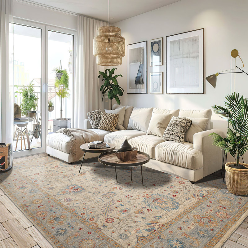 Tapis oriental traditionnel en laine noué à la main 9 x 12 po Khyber