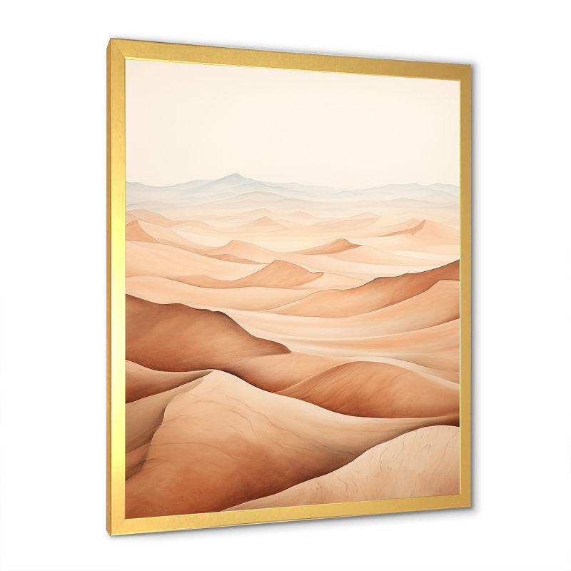 «Saharas Desert Silence I» sur toile, Cadre doré simple, H 40 po x l 30 po x P 1,5 po