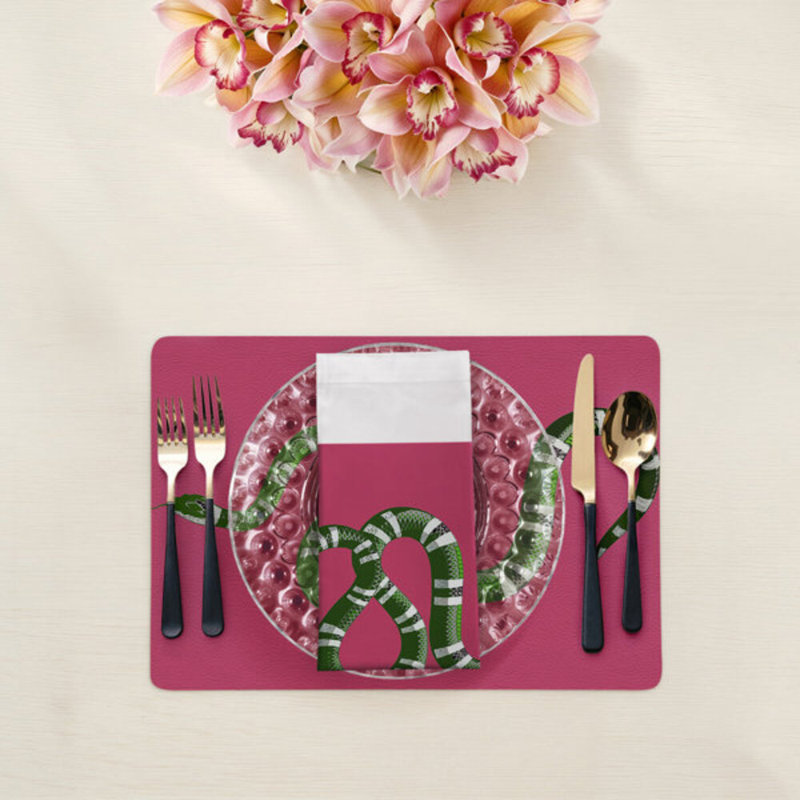 Serpent Cotton Sateen Dinner Napkins, Raspberry
