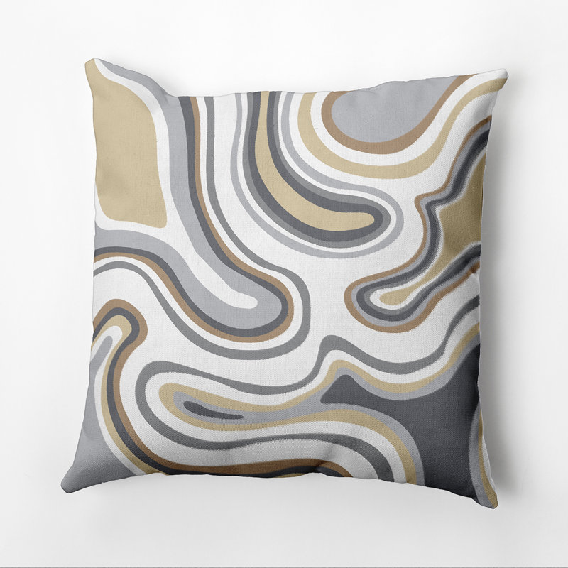 Housse et insert de coussin géométrique en agate de plage, H 20 po x l 20 po, Taupe/beige