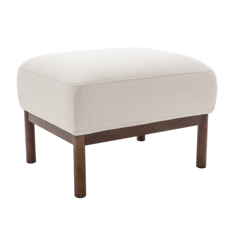Kreindler Upholstered Ottoman, Ivory Polyester