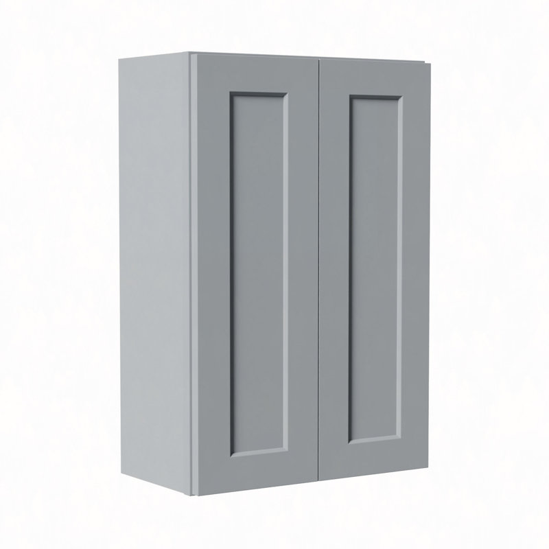 Armoire murale en bois massif avec portes à fermeture douce, tablettes réglables - rangement à double porte de 24 po pour la cuisine, la salle de bain, la buanderie, le garage (assemblage facile, l 24 po x P 12 po x H 36 po)