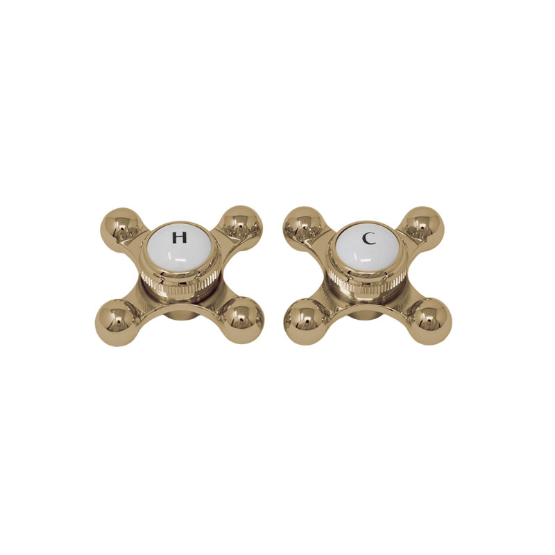 Poignées de température à point de croix avec bouton (P0220) par Strom Living, Laiton brut non laqué
