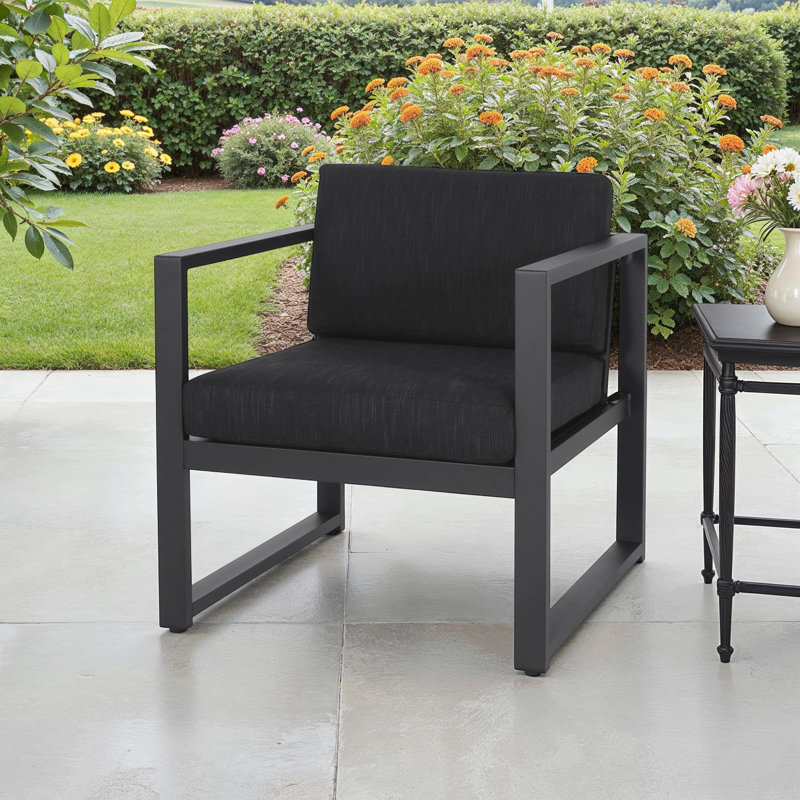 Chaise longue de patio en aluminium avec coussins Havran
