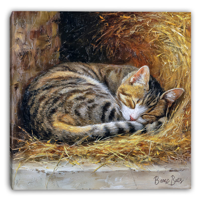 "Nestled in Straw", art mural sur toile tendue, H 20 po x l 20 po