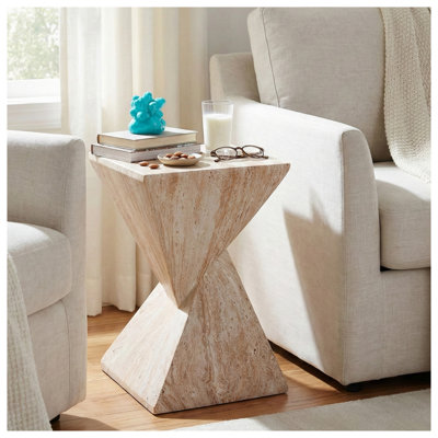 Table d'appoint 18,5 "en marbre beige 18,5"