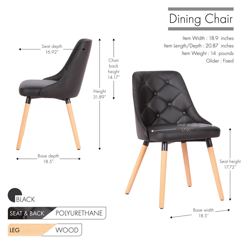 Chaise d'appoint rembourrée Pollark, Noir
