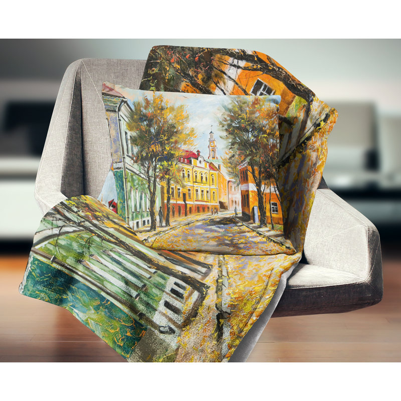 Coussin paysage antique Vitebsk, 16 po x 1 po, Coussin décoratif