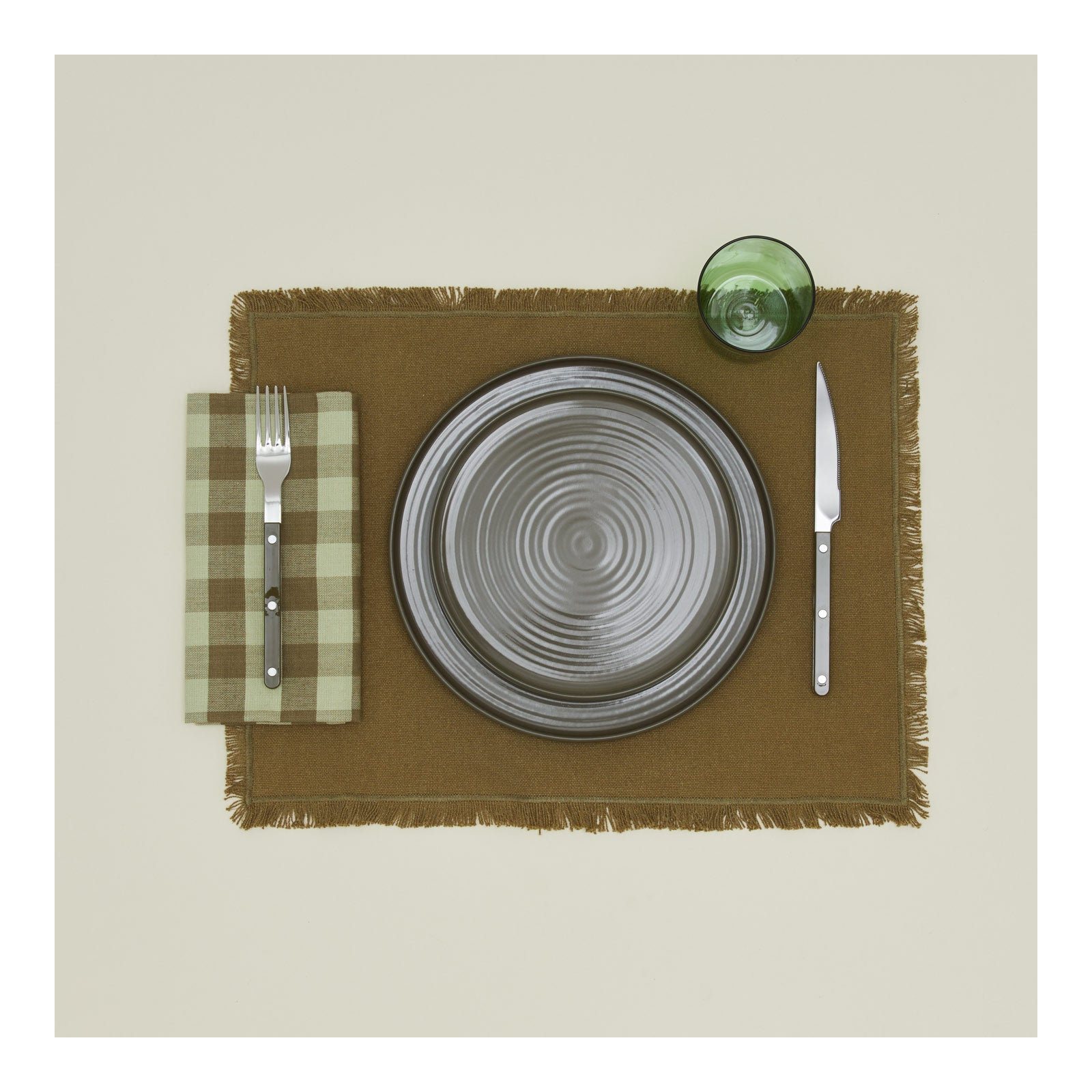 Essential Gingham Dinner Napkins, Sage/Olive