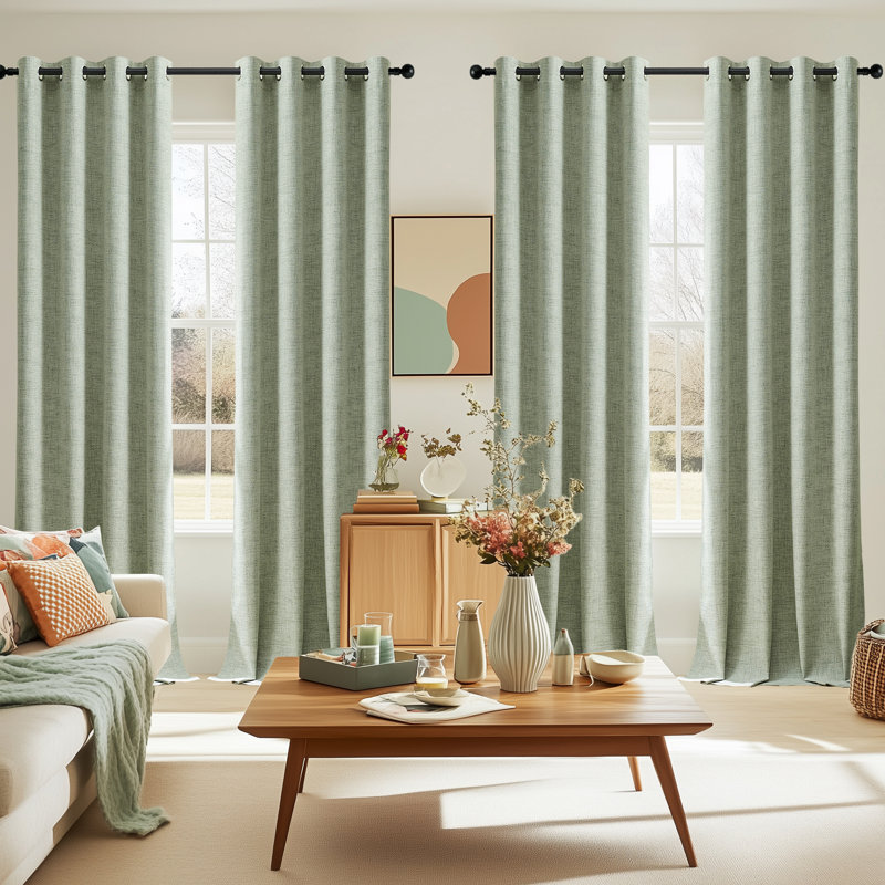 （4 pièces） Ensemble de 4 panneaux de rideaux occultant en toile de jute 100% polyester pour chambre à coucher avec œillets en métal