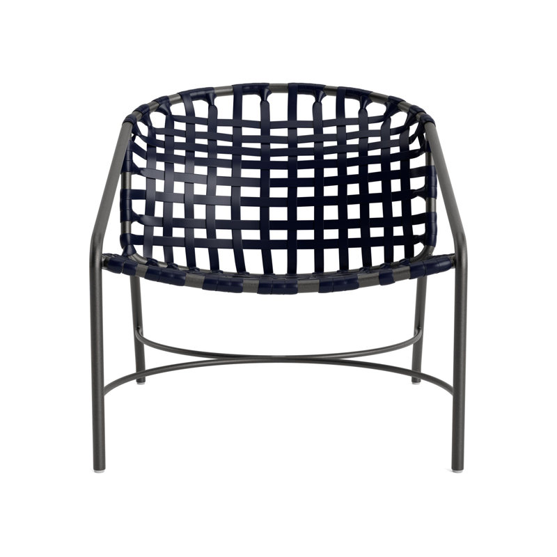 Kantan Outdoor Lounge Chair, Textured Pewter/Marine Vinyl Lace