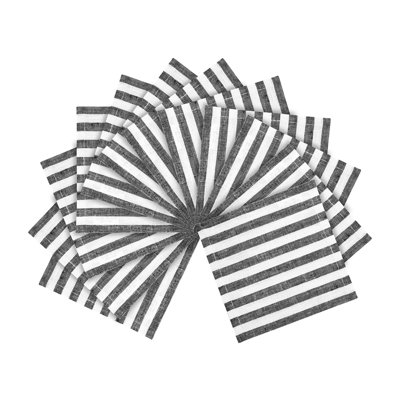 Amalfi Stripe-100% Pure Linen Cocktail Napkins (Set of 12)