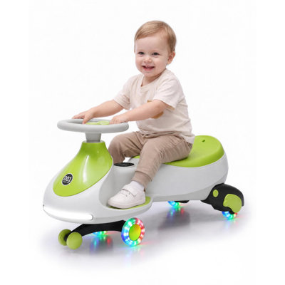 Voiture électrique 12V pour tout-petits, voiture balançoire 2 en 1 avec pédale, anti-retournement 4MPH, roues clignotantes, musique, lumière avant et arrière, charge à piles de 150 lb pour enfants de 3 à 5 ans