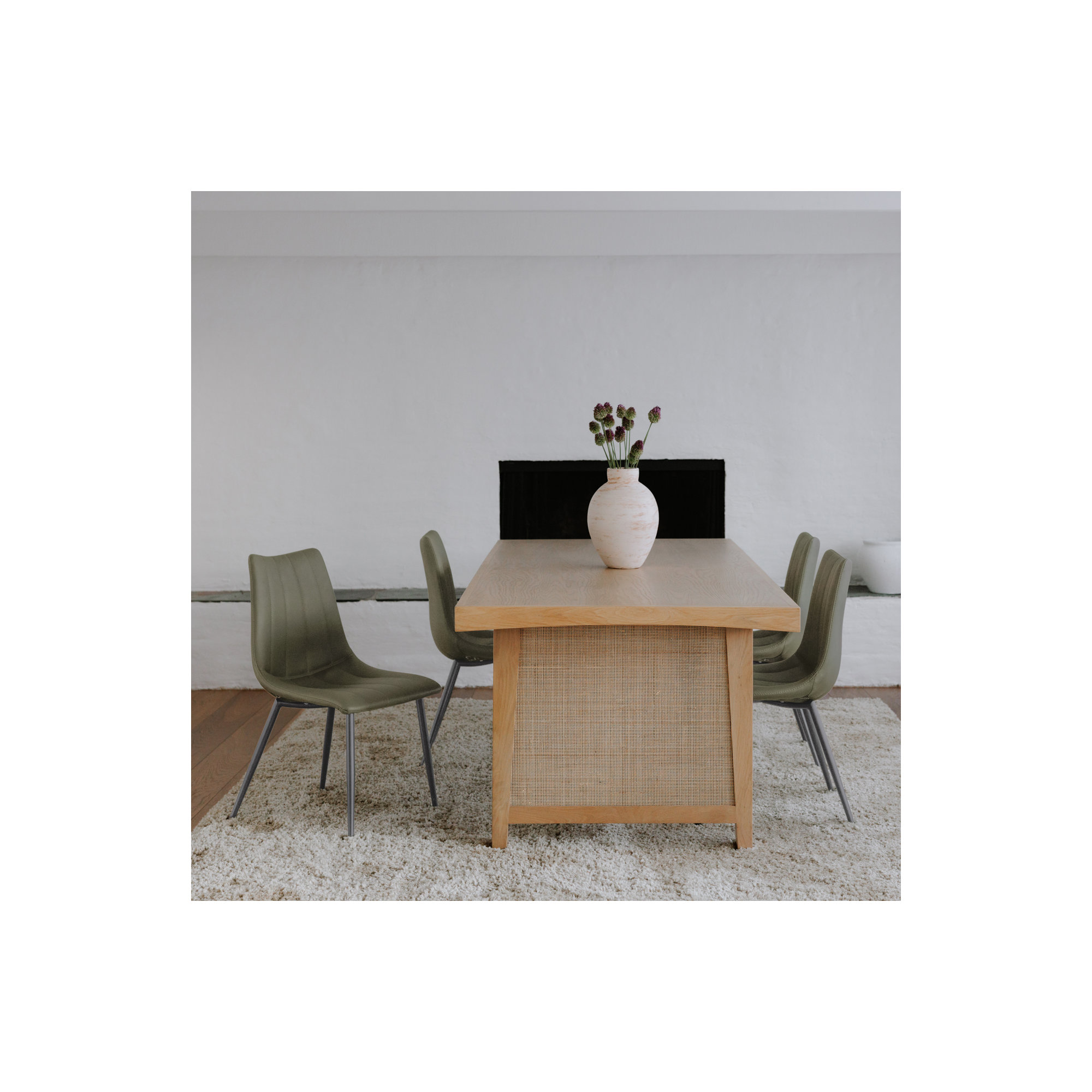 Finnigan Upholstered Side Chair, Light Green Faux Leather