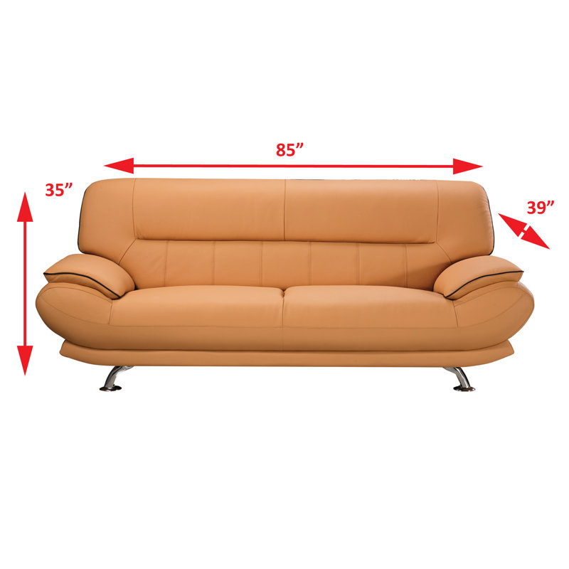 Holbrooke 83'' Faux Leather Sofa, Yellow Faux Leather