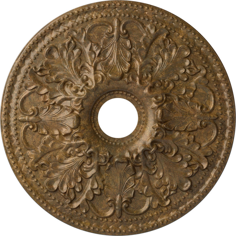 Endurathane Ashley Ceiling Medallion, 23 7/8"OD x 4"ID x 2 1/8"P (Fits Canopies up to 4 3/4"), Hand-Painted Rubbed Bronze Finish