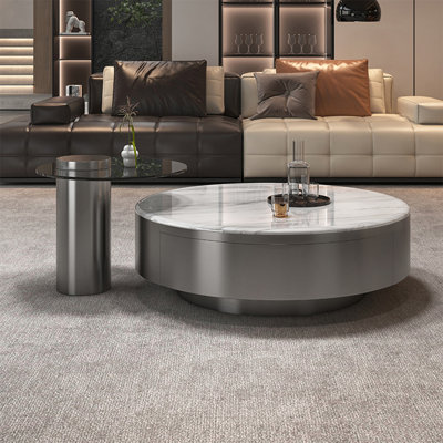 Round microcrystalline stone coffee table