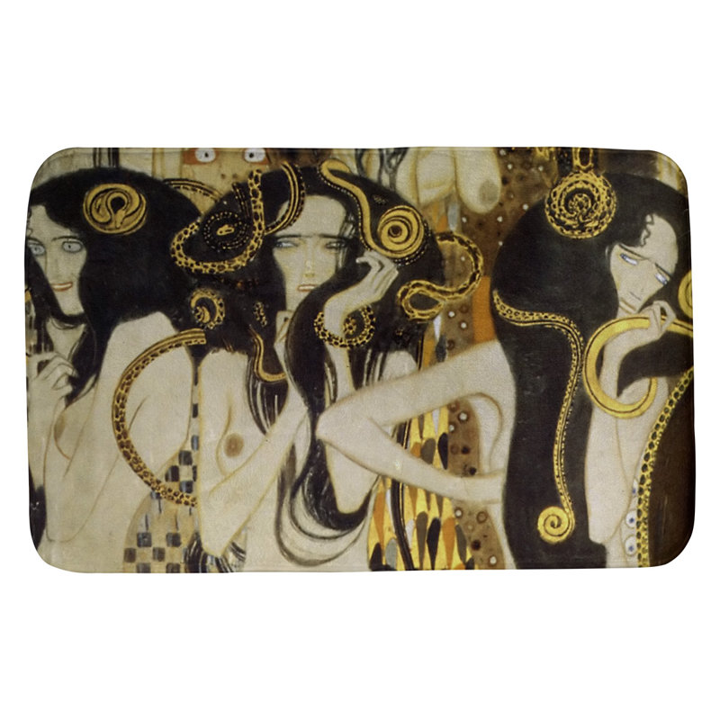 Tapis pour salle de bain frise beethoven Magaw, l 17 po x L 24 po, Noir / Jaune