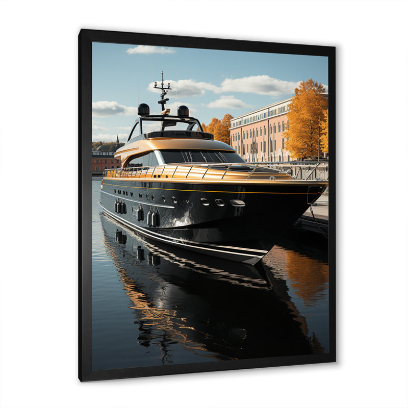 Port Dockside Elegance III - Décoration murale nautique et plage, Cadre simple noir, H 20 po x l 12 po x P 1 po